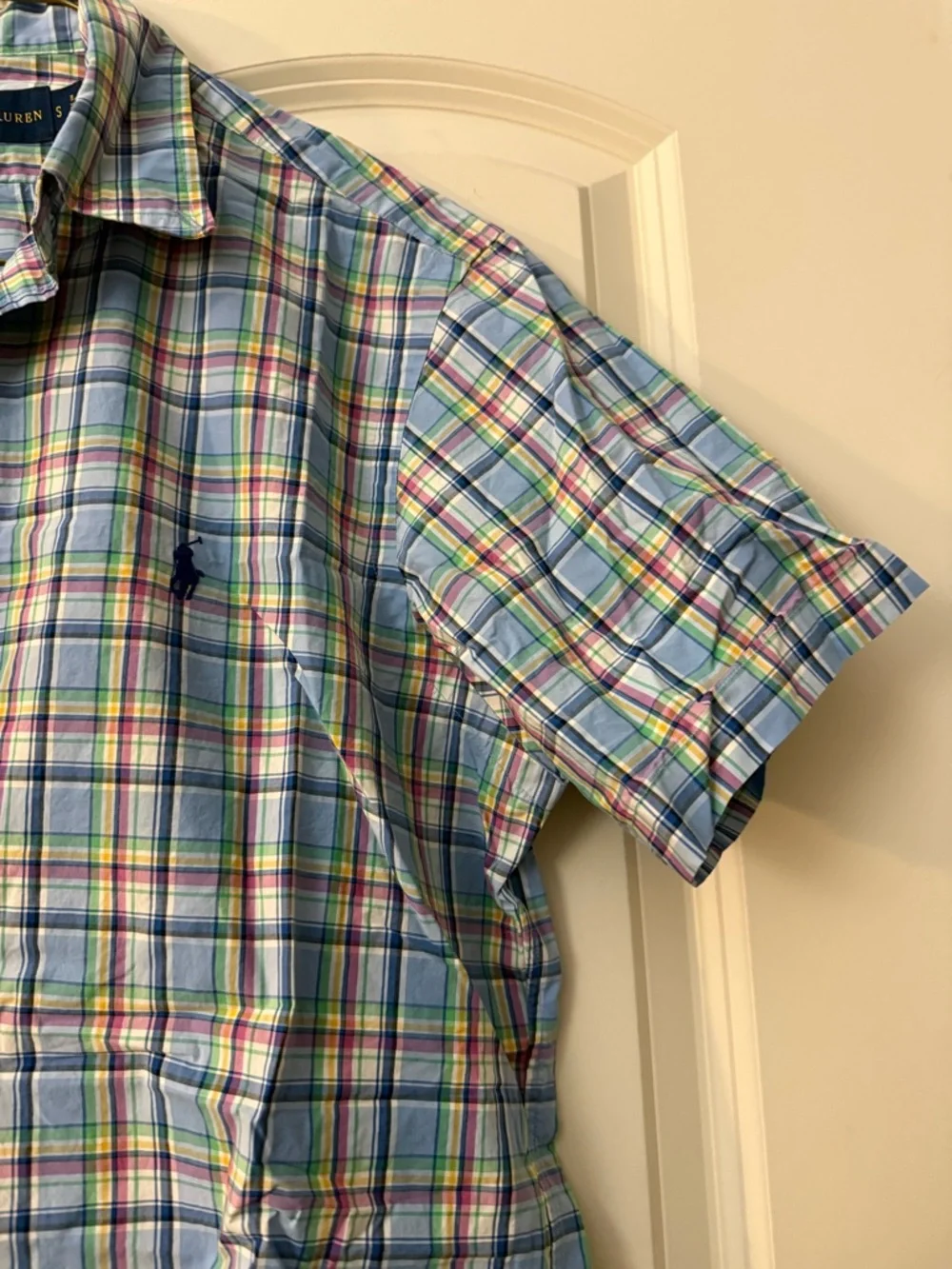 💜Polo Ralph Lauren Plaid Button-Down Shirt – Blue & Pink | Size S